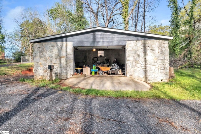exterior space with an outbuilding