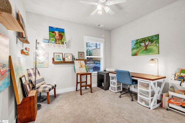 120 Marshfield Trl, Simpsonville, SC 29680 - carpeted office space featuring a ceiling fan and baseboards