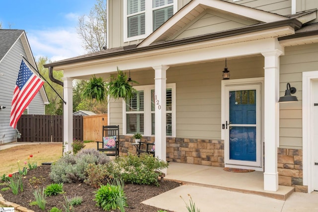 120 Marshfield Trl, Simpsonville, SC 29680 - entrance to property featuring covered porch and stone siding