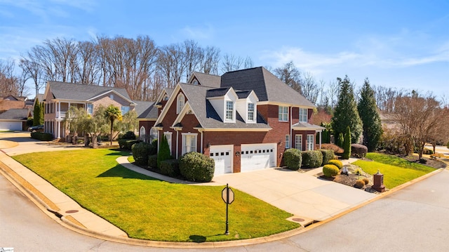 100 Breeds Hill Way, Greer, SC 29650 - view of front of home with a garage, a front yard, brick siding, driveway, and a shingled roof