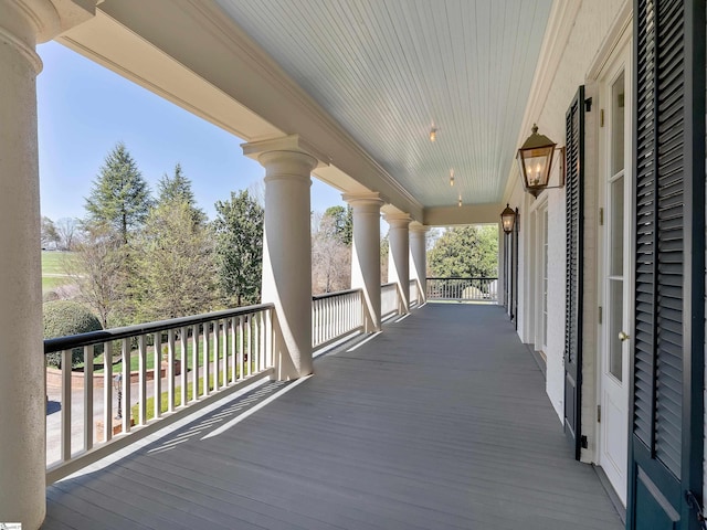 deck featuring a porch