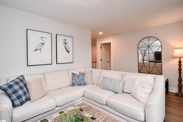 317 Encampment Blvd, Simpsonville, SC 29681 - living room featuring baseboards, wood finished floors, and recessed lighting