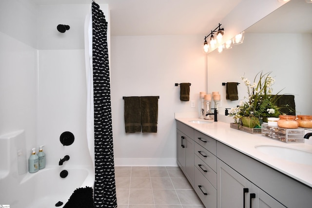 317 Encampment Blvd, Simpsonville, SC 29681 - bathroom featuring tile patterned floors, a sink, double vanity, and baseboards