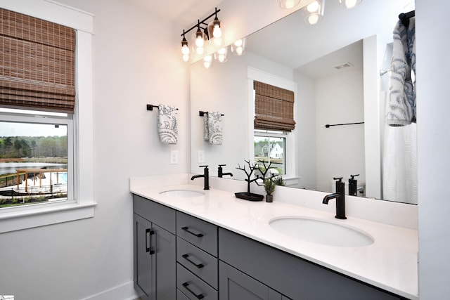 317 Encampment Blvd, Simpsonville, SC 29681 - full bathroom with double vanity, visible vents, baseboards, and a sink