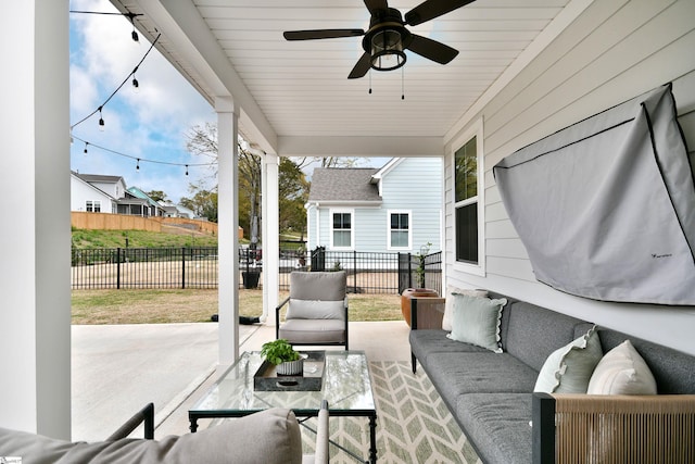 317 Encampment Blvd, Simpsonville, SC 29681 - view of patio featuring outdoor lounge area, fence, and ceiling fan