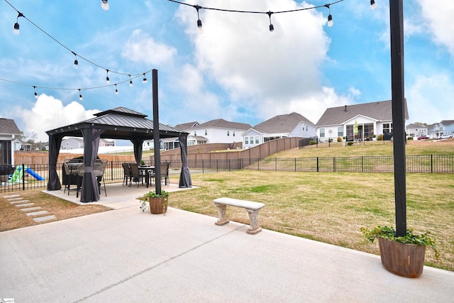 317 Encampment Blvd, Simpsonville, SC 29681 - view of patio / terrace with a fenced backyard, a gazebo, a playground, and a residential view