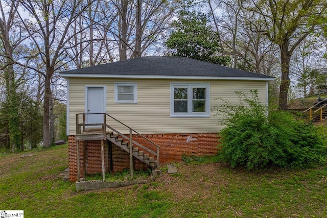 123 Cobb St, Easley, SC 29640 - back of property featuring a lawn and stairs