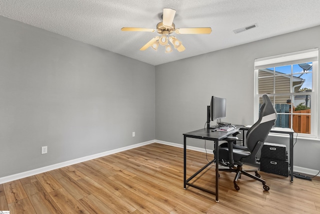 29 Parkgate Ct, Simpsonville, SC 29680 - office space featuring light wood-style floors, baseboards, a textured ceiling, and ceiling fan