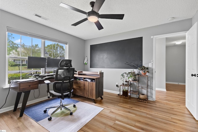 29 Parkgate Ct, Simpsonville, SC 29680 - home office with wood finished floors, ceiling fan, a textured ceiling, and baseboards