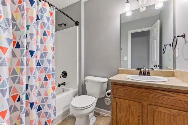 29 Parkgate Ct, Simpsonville, SC 29680 - full bathroom with toilet, tile patterned flooring, vanity, shower / bath combo with shower curtain, and a textured ceiling