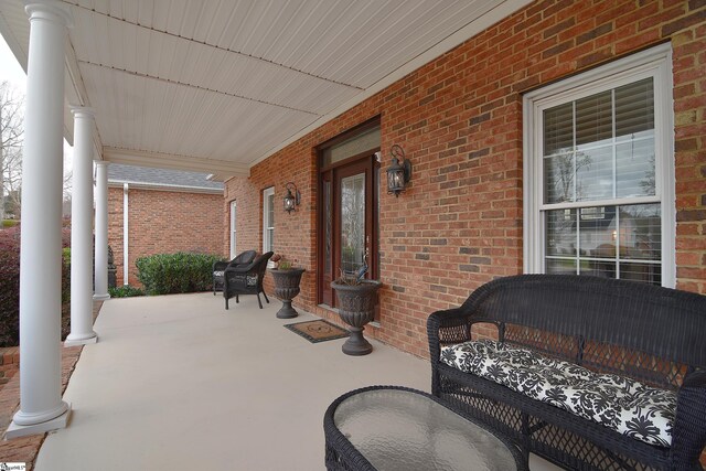 view of patio featuring covered porch