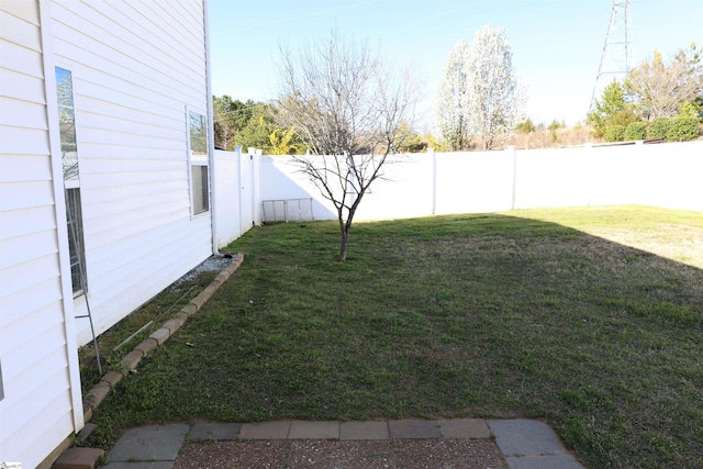 view of yard featuring a fenced backyard
