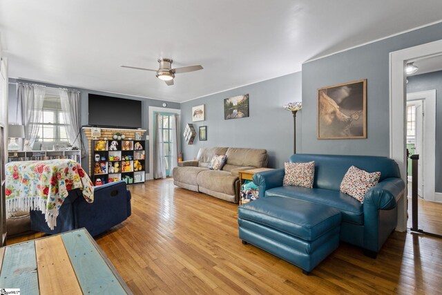 305 Morse St, Pendleton, SC 29670 - living room with hardwood / wood-style floors and ceiling fan