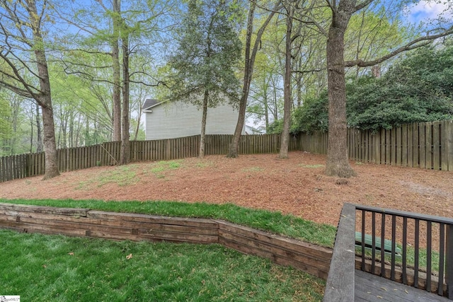 view of yard featuring a fenced backyard