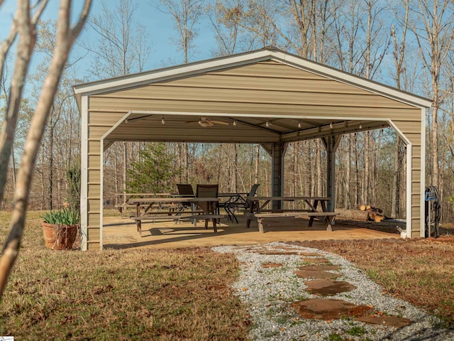 view of community featuring a gazebo and a patio