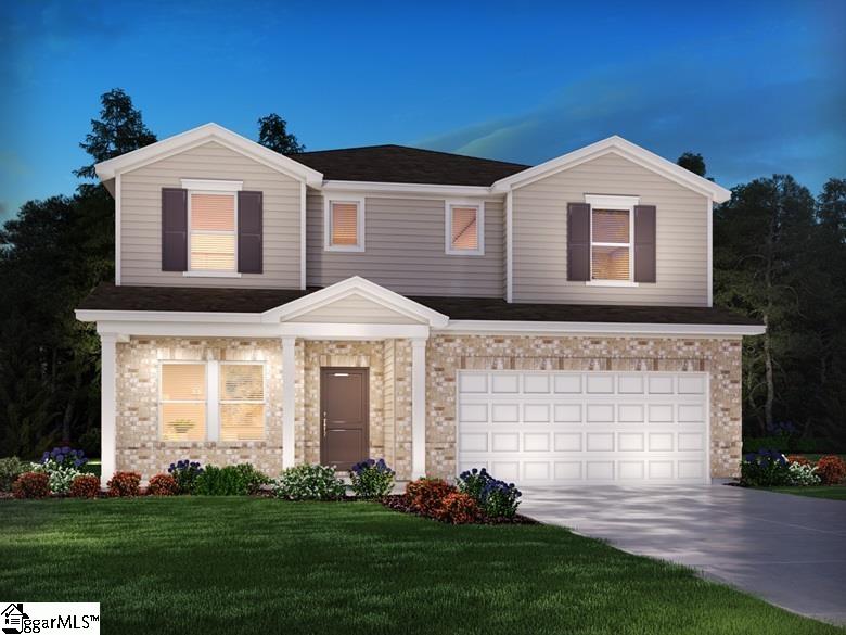 1017 Hillcraft Dr, Greer, SC 29651 - view of front of home featuring driveway, an attached garage, and a front lawn