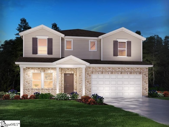 1017 Hillcraft Dr, Greer, SC 29651 - view of front of home featuring driveway, an attached garage, and a front lawn