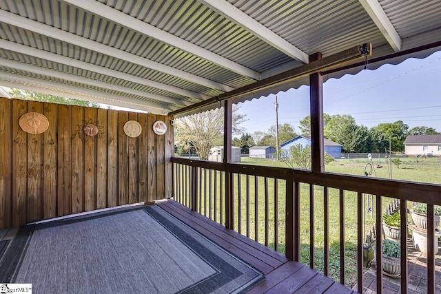 deck with a yard