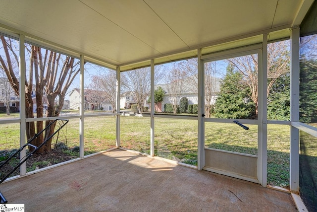 view of unfurnished sunroom