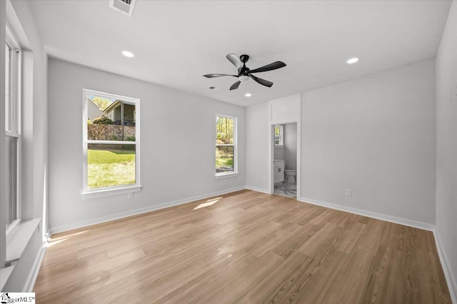 517 Windham Ln, Easley, SC 29642 - empty room featuring light wood-type flooring, a ceiling fan, visible vents, recessed lighting, and baseboards
