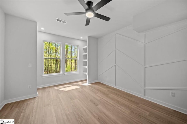 517 Windham Ln, Easley, SC 29642 - spare room with visible vents, baseboards, ceiling fan, recessed lighting, and wood finished floors