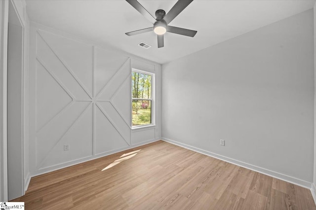 517 Windham Ln, Easley, SC 29642 - spare room with baseboards, visible vents, light wood-type flooring, and a ceiling fan