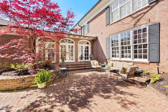 view of patio featuring french doors and an outdoor hangout area