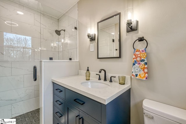 506 Parkview Dr, Spartanburg, SC 29302 - bathroom featuring a shower stall, vanity, and toilet