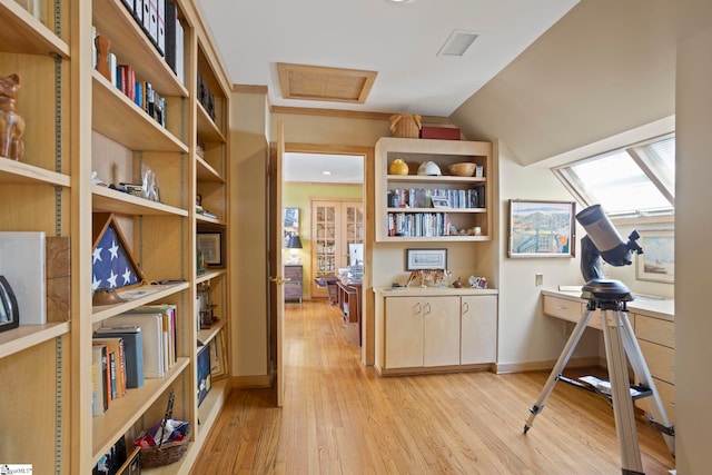 902 Altamont Rd, Greenville, SC 29609 - office space with visible vents, light wood-type flooring, baseboards, and lofted ceiling
