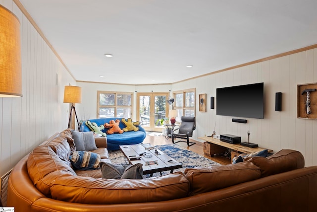 902 Altamont Rd, Greenville, SC 29609 - living area featuring french doors, crown molding, and wood finished floors