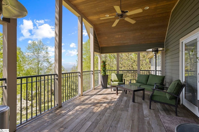 902 Altamont Rd, Greenville, SC 29609 - deck with ceiling fan and an outdoor hangout area