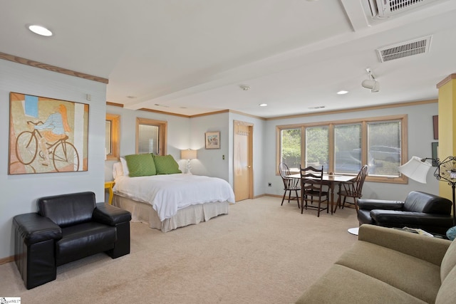 902 Altamont Rd, Greenville, SC 29609 - bedroom featuring visible vents, baseboards, ornamental molding, and carpet floors