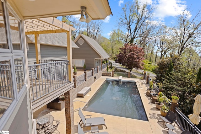 902 Altamont Rd, Greenville, SC 29609 - view of pool featuring a diving board, a pergola, fence, a patio, and a fenced in pool