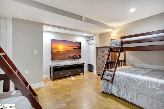 221 Lakeside Dr, Seneca, SC 29672 - bedroom featuring concrete floors, baseboards, and recessed lighting