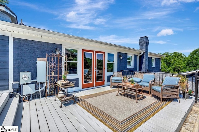 221 Lakeside Dr, Seneca, SC 29672 - deck featuring outdoor lounge area and french doors