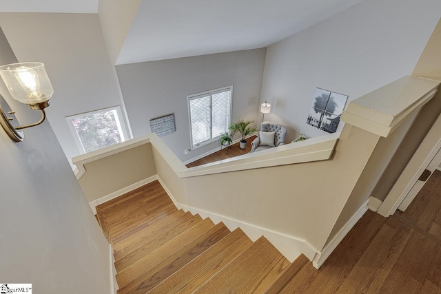 105 Berrywood Ct, Greer, SC 29650 - stairs featuring baseboards and wood finished floors
