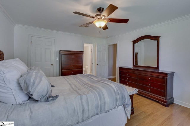 105 Berrywood Ct, Greer, SC 29650 - bedroom with baseboards, ceiling fan, light wood-style flooring, and crown molding