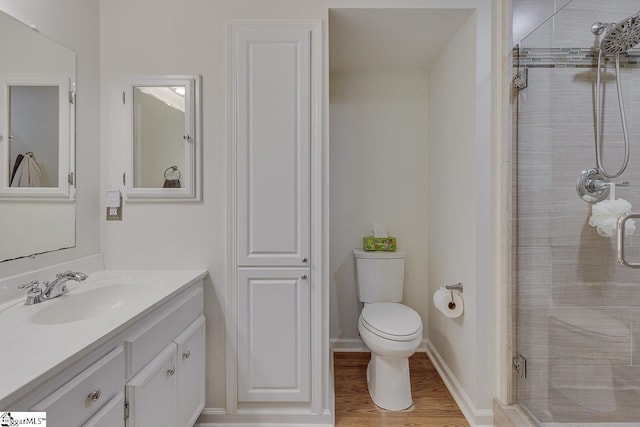 105 Berrywood Ct, Greer, SC 29650 - full bathroom featuring a stall shower, vanity, toilet, and wood finished floors