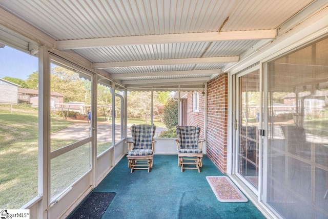 view of unfurnished sunroom