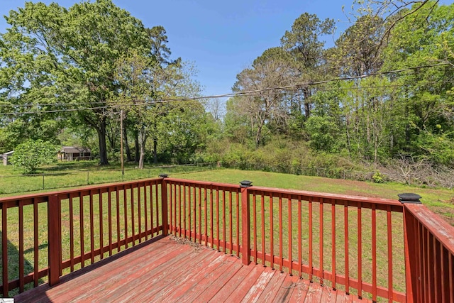 105 Pinewood Ave, Clinton, SC 29325 - wooden deck featuring a yard and a fenced backyard