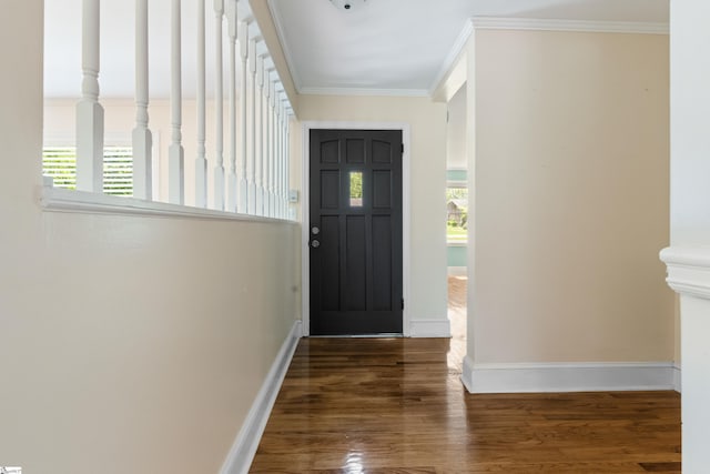 105 Pinewood Ave, Clinton, SC 29325 - foyer with crown molding, baseboards, and wood finished floors