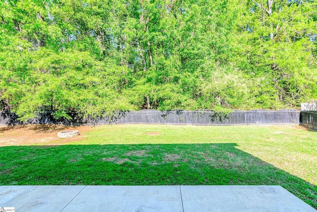 view of yard with a fenced backyard