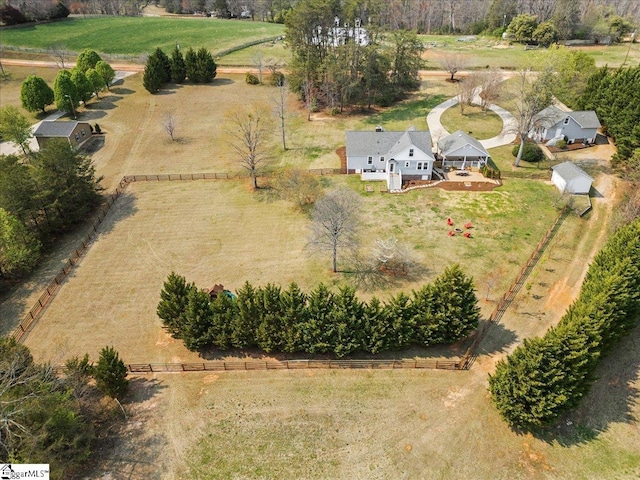 aerial view with a rural view