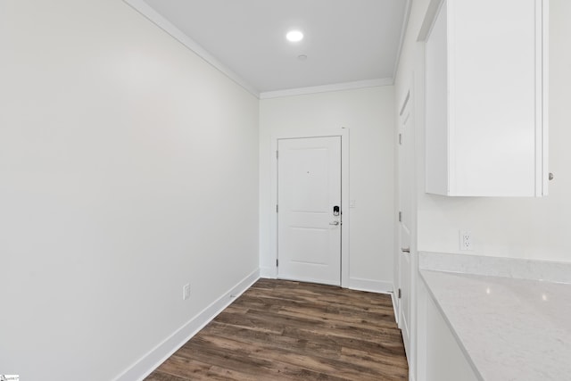 98 E Mcbee Ave Unit 205, Greenville, SC 29601 - interior space featuring recessed lighting, dark wood-style floors, baseboards, and crown molding