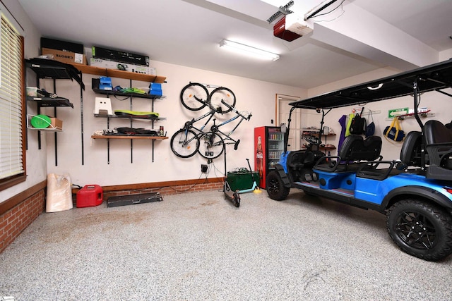 garage with a garage door opener