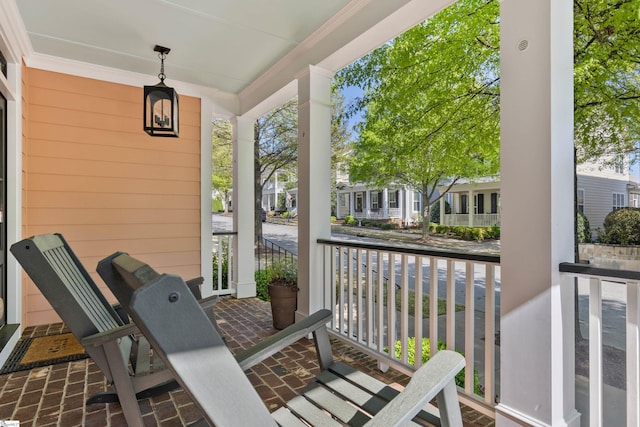 balcony with a porch and a residential view