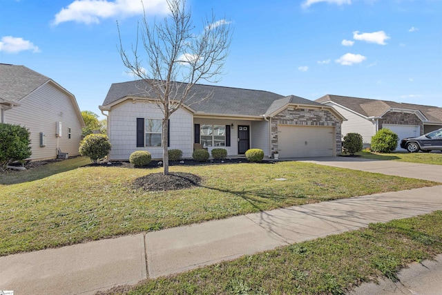 122 Barred Owl Dr, Fountain Inn, SC 29644 - view of front facade featuring concrete driveway, a front yard, roof with shingles, and an attached garage