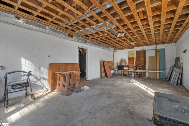 1020 Woodburn Rd, Spartanburg, SC 29302 - below grade area with concrete block wall