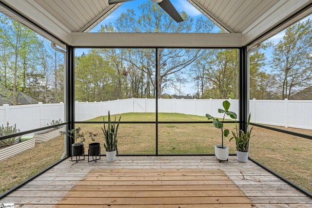 208 Orie Ct, Simpsonville, SC 29680 - unfurnished sunroom with a ceiling fan