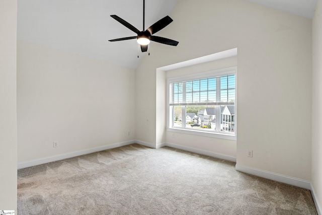 208 Orie Ct, Simpsonville, SC 29680 - carpeted spare room featuring baseboards, a ceiling fan, and lofted ceiling